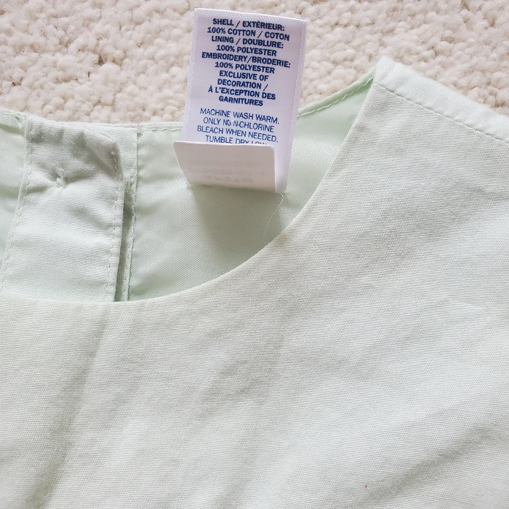 Old Navy Girls' Light Green and Pink Smocked/Embroidered Dress sz2T
